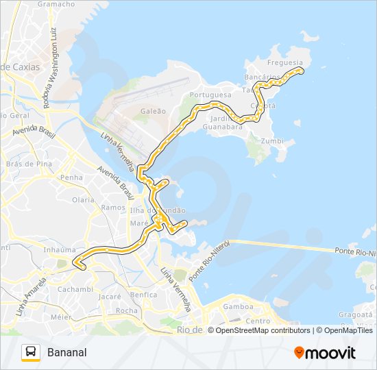 Mapa da linha SE 913 de ônibus