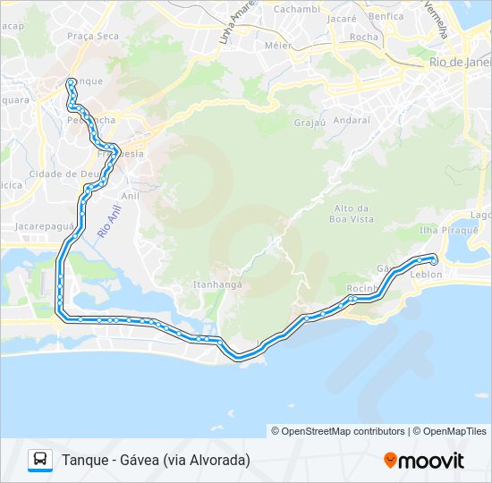 Mapa da linha SN 565 de ônibus