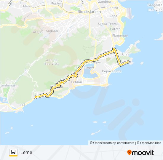 Mapa da linha SN 538 de ônibus