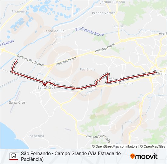 Mapa da linha SN 840 de ônibus