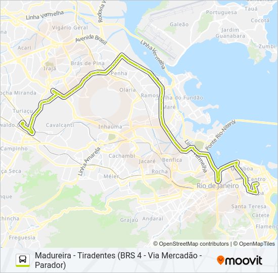 Mapa da linha SN 355 de ônibus