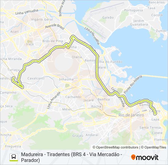 Mapa da linha SN 355 de ônibus