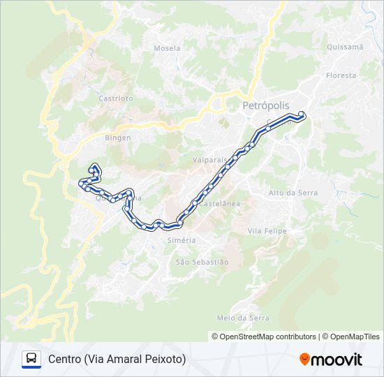 Mapa da linha 654 de ônibus