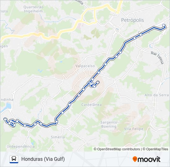 Mapa da linha 645 de ônibus