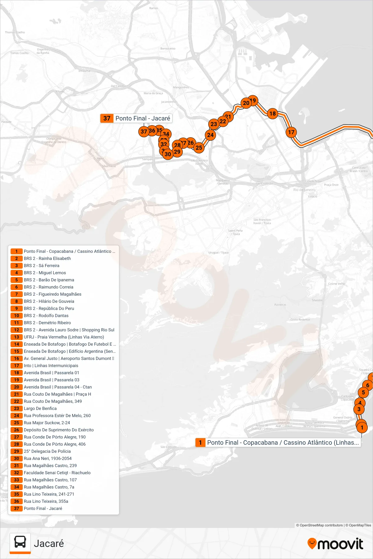SV 474 bus Line (Jacaré) route and stops on a map