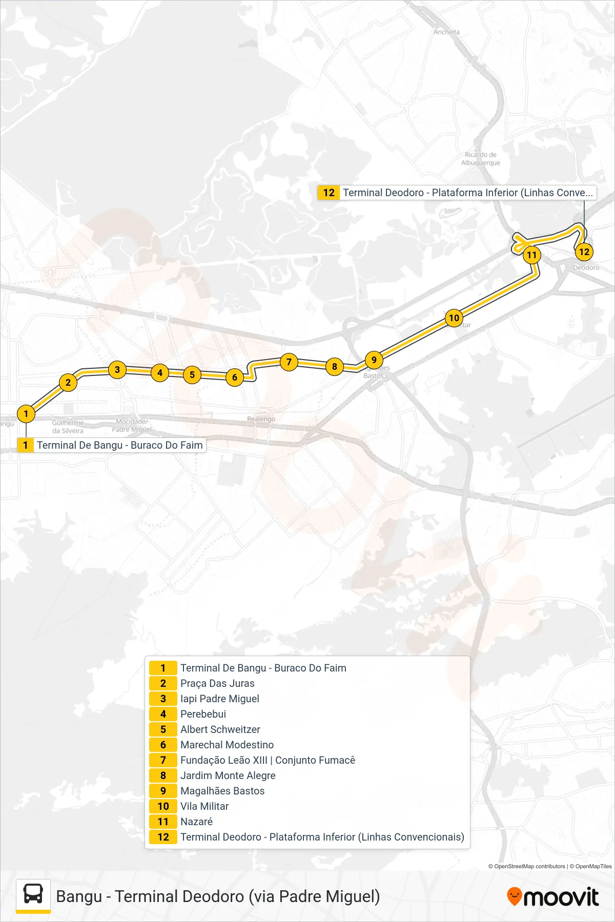 68 bus Line (Terminal Deodoro) route and stops on a map
