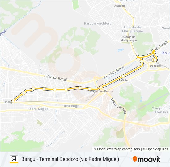 Mapa da linha 68 de ônibus