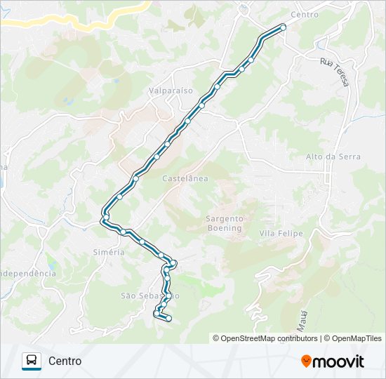 Mapa da linha 192 de ônibus
