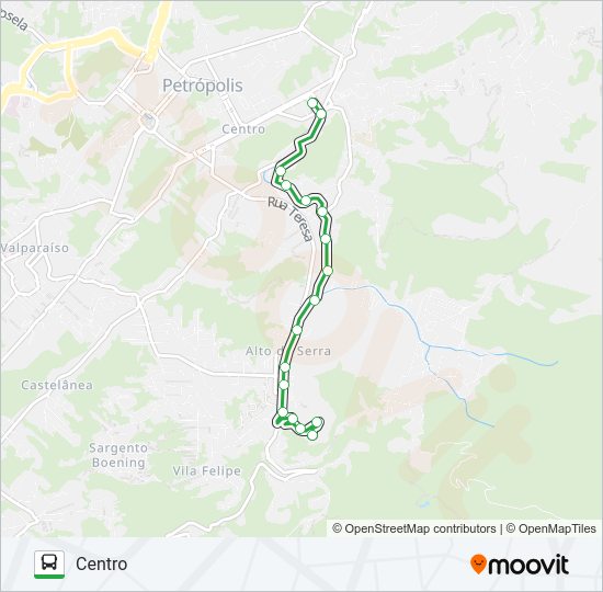 Mapa da linha 158 de ônibus