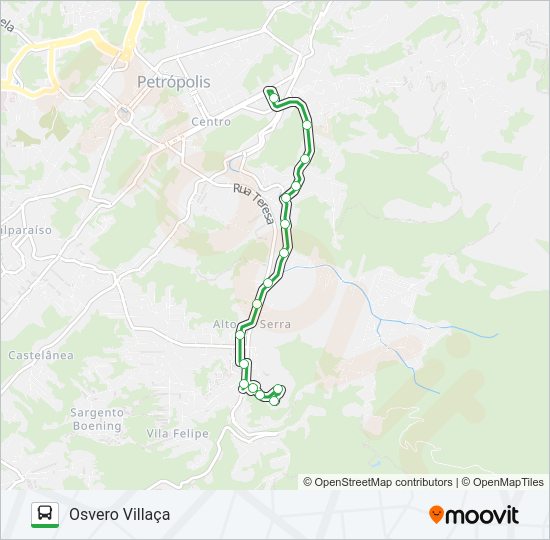 Mapa da linha 158 de ônibus