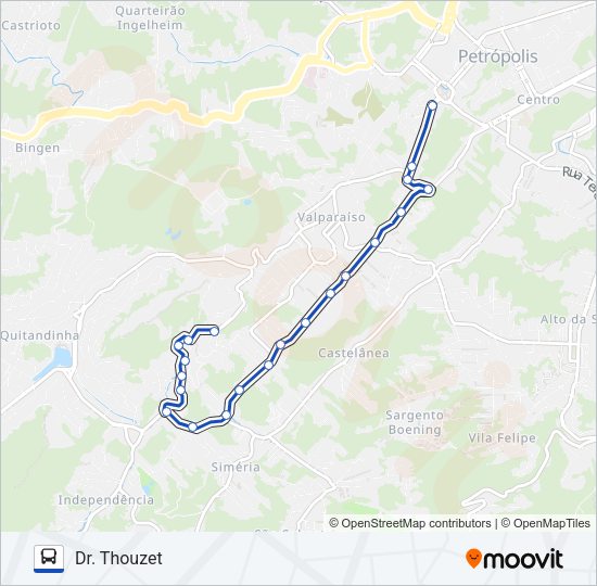 Mapa da linha 648 de ônibus