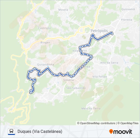 Mapa da linha 646 de ônibus