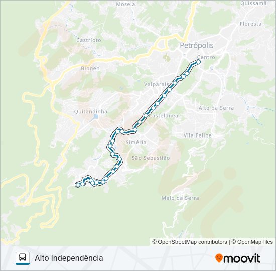 Mapa da linha 172 de ônibus