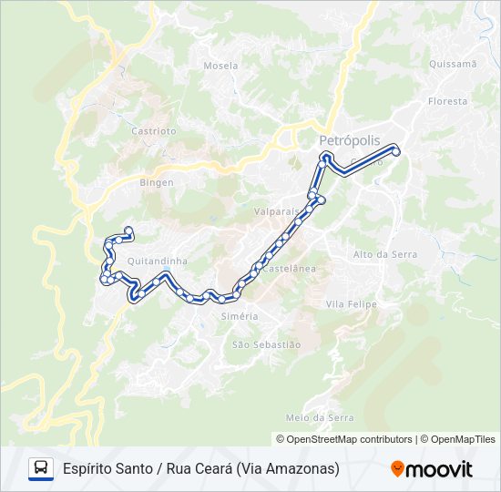 Mapa da linha 654 de ônibus