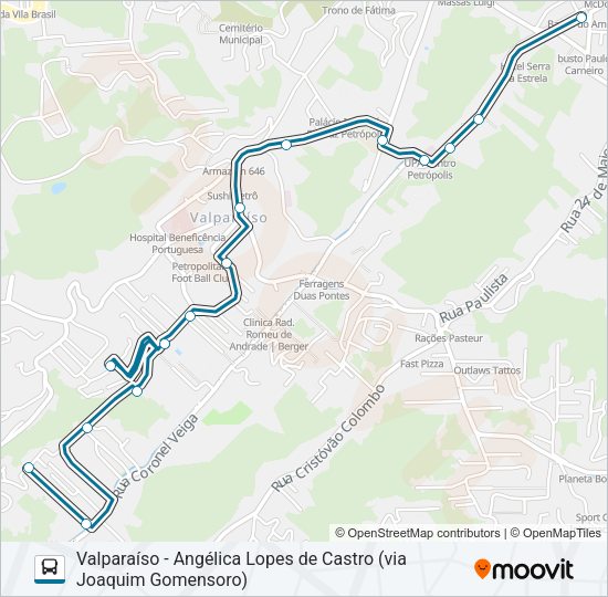 Mapa da linha 124 de ônibus