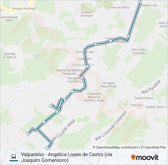 Mapa da linha 124 de ônibus