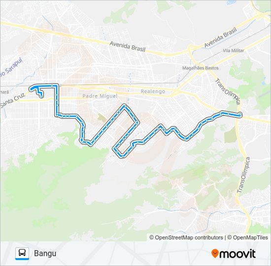 Mapa da linha SP 801 de ônibus