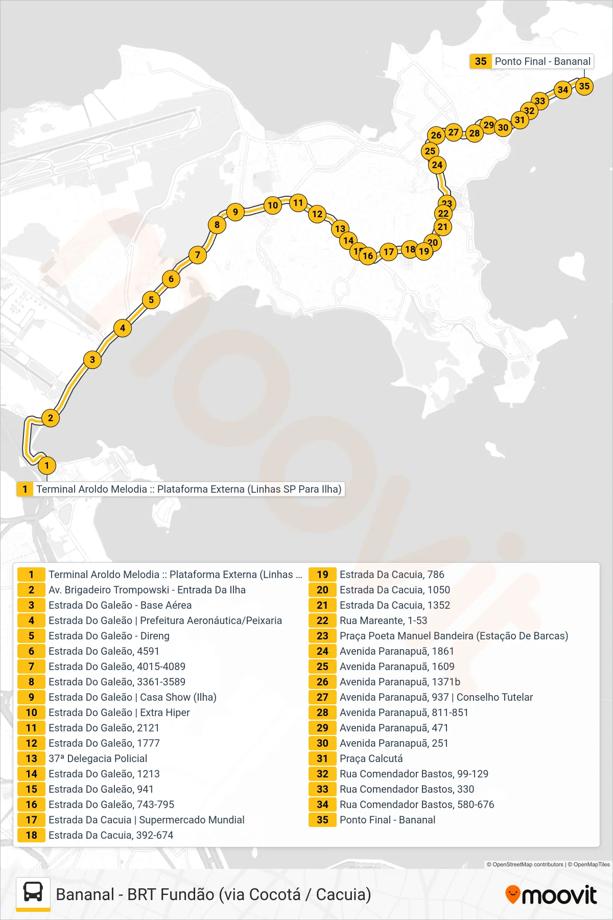 SP 328 bus Line (Bananal) route and stops on a map