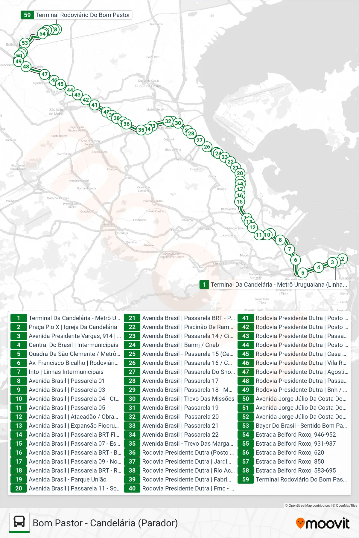 Rota e paradas da linha de ônibus 472B (Bom Pastor) no mapa