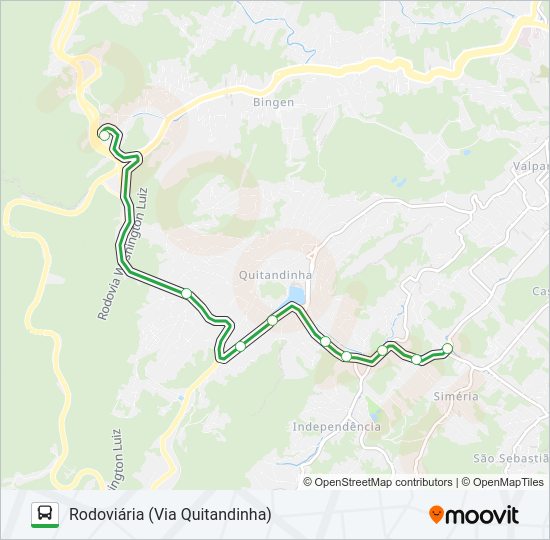 Mapa da linha 180 de ônibus