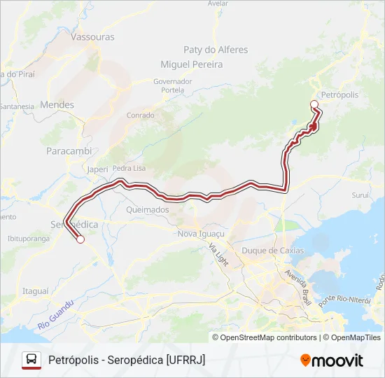 PETRÓPOLIS - SEROPÉDICA [UFRRJ] Bus Line Map