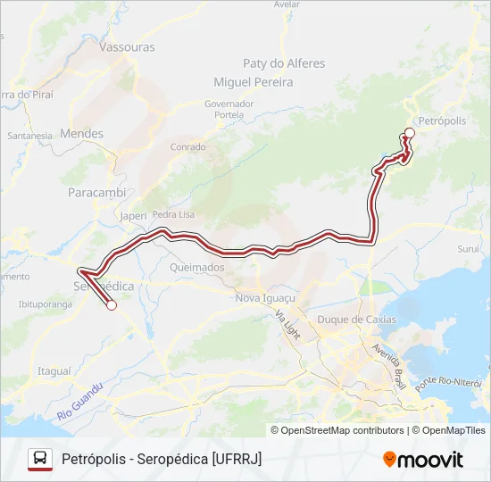 PETRÓPOLIS - SEROPÉDICA [UFRRJ] Bus Line Map