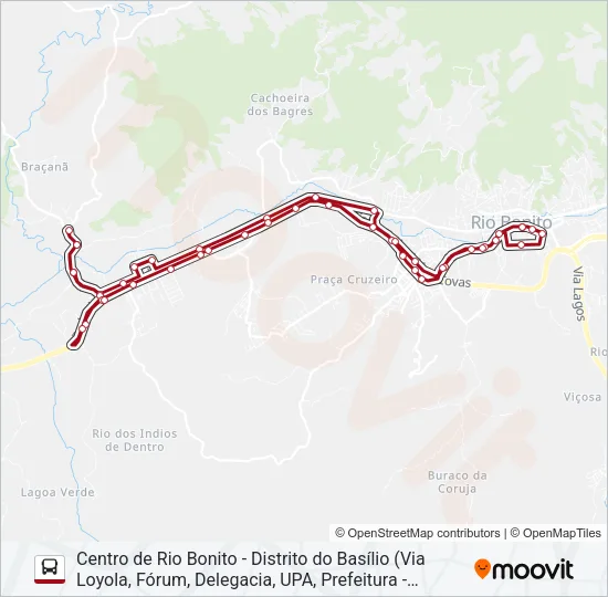 BASÍLIO/PQ. INDIANO/PQ. ACÁCIAS Bus Line Map