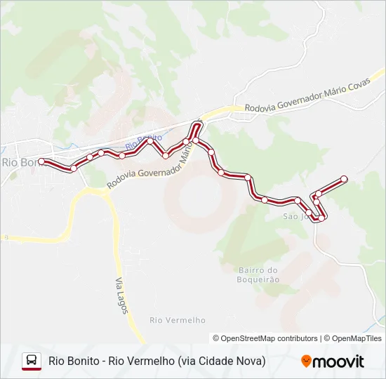 RIO BONITO - RIO VERMELHO (VIA CIDADE NOVA) Bus Line Map