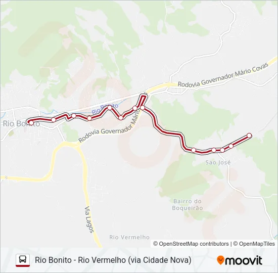 RIO BONITO - RIO VERMELHO (VIA CIDADE NOVA) Bus Line Map