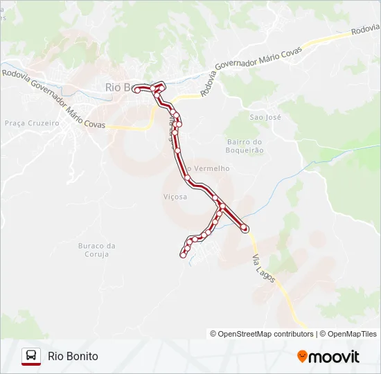 RIO BONITO - VIÇOSA (VIA RJ-124 / BOQUEIRÃO) Bus Line Map
