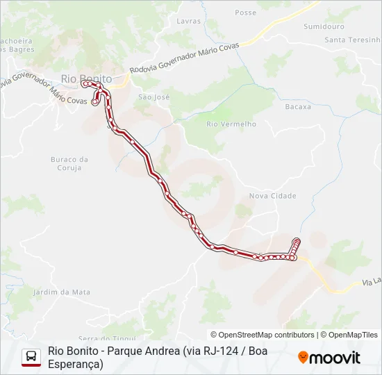 RIO BONITO - PARQUE ANDREA (VIA RJ-124 / BOA ESPERANÇA) Bus Line Map