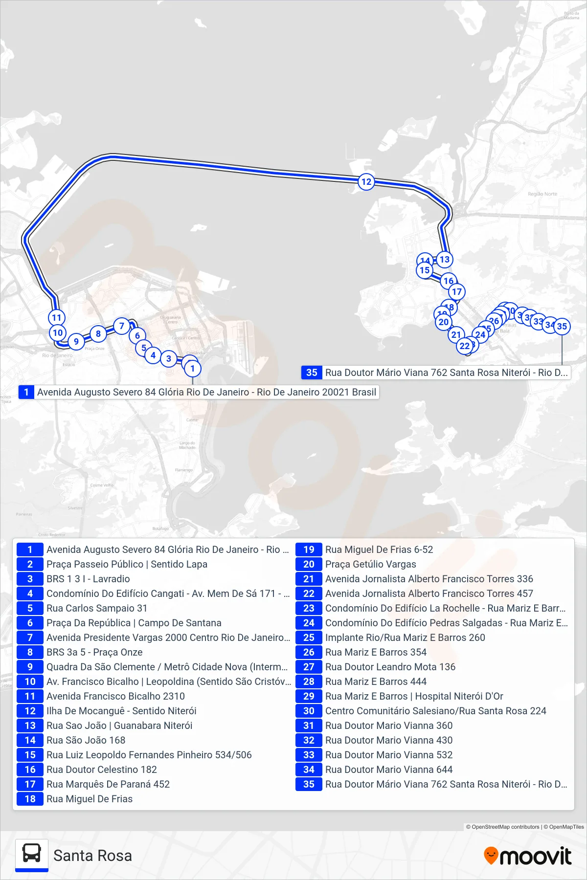 570D bus Line (Santa Rosa) route and stops on a map