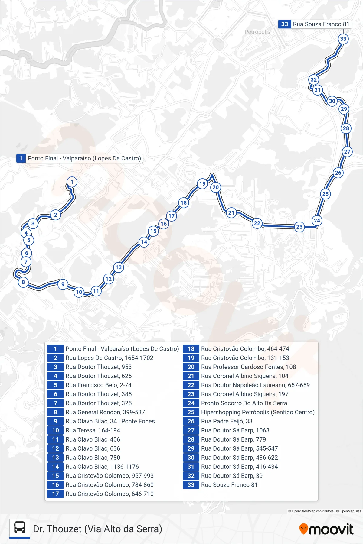 656 bus Line (Centro) route and stops on a map