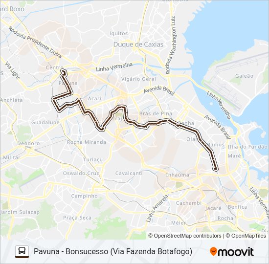 Mapa da linha 920 de ônibus
