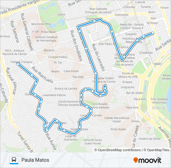 Mapa da linha 014 de ônibus