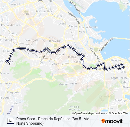 Mapa da linha 371 de ônibus