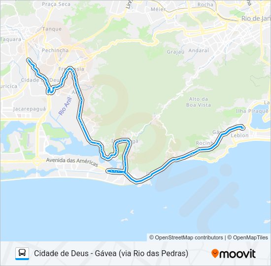 Mapa da linha 550 de ônibus