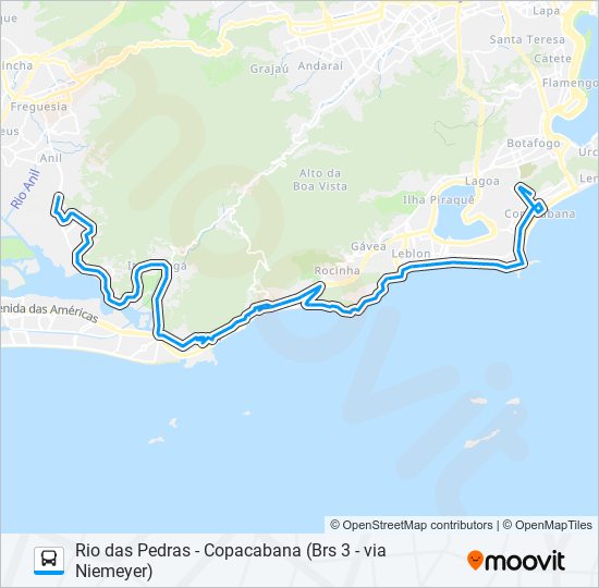 Mapa da linha 557 de ônibus