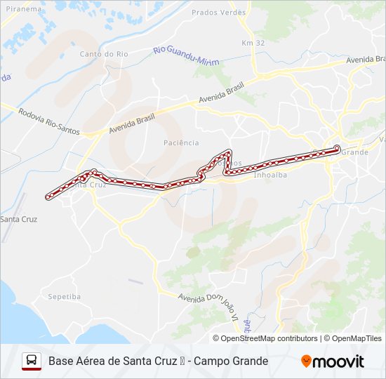 Mapa da linha 849 de ônibus