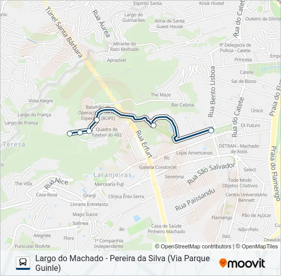 LARGO DO MACHADO - PEREIRA DA SILVA (VIA PARQUE GUINLE) Bus Line Map