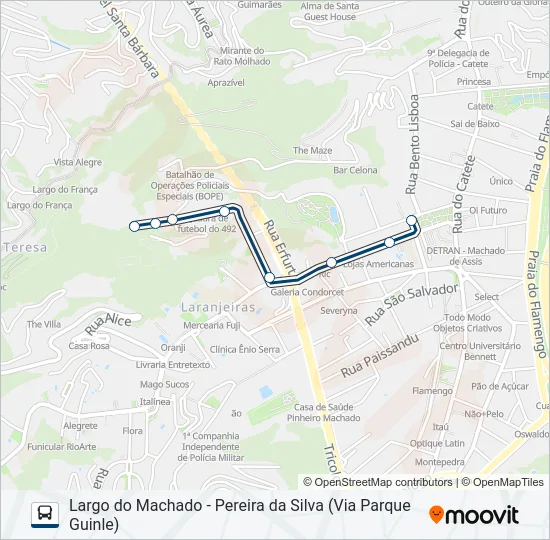 LARGO DO MACHADO - PEREIRA DA SILVA (VIA PARQUE GUINLE) Bus Line Map