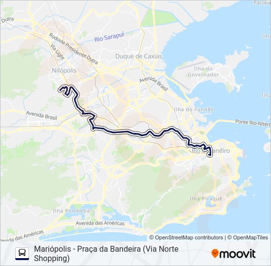 Mapa da linha 624 de ônibus