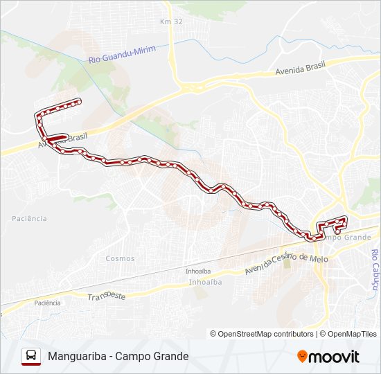 Mapa da linha 833 de ônibus
