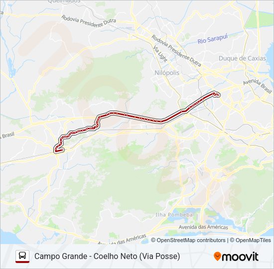Mapa da linha 771 de ônibus