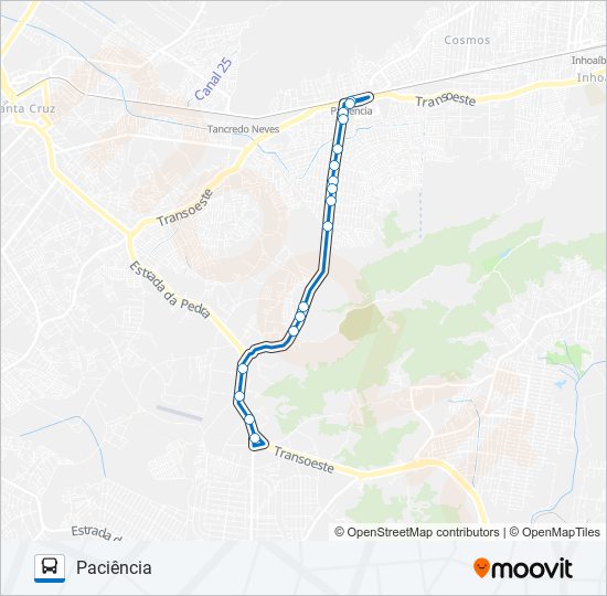 Mapa da linha 897 de ônibus