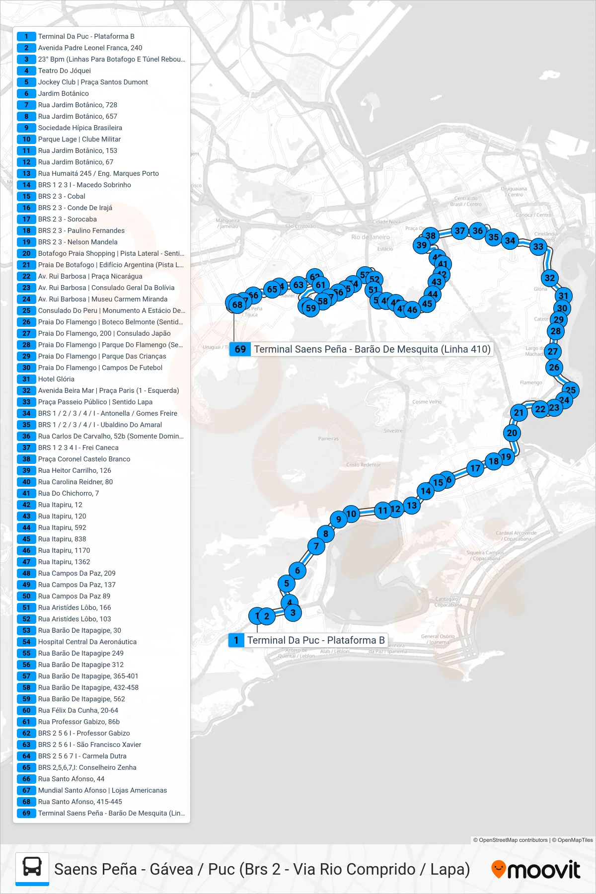 Rota e paradas da linha de ônibus 410 (Saens Peña (Área De Lazer)) no mapa