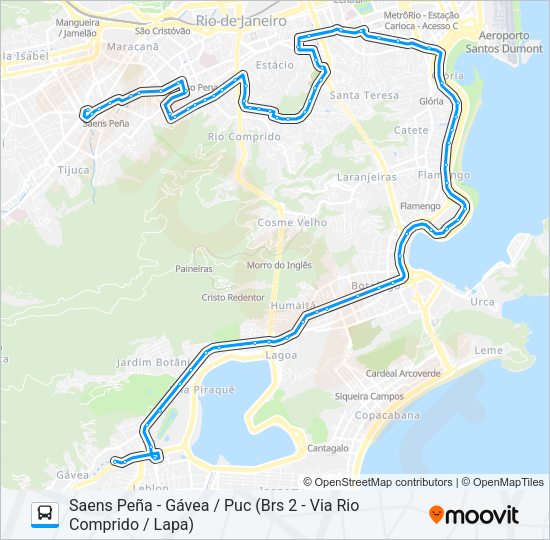 Mapa da linha 410 de ônibus