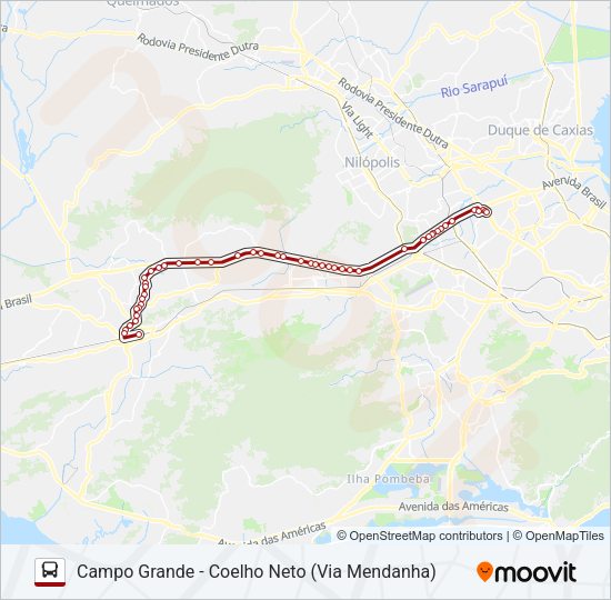 Mapa da linha 770 de ônibus