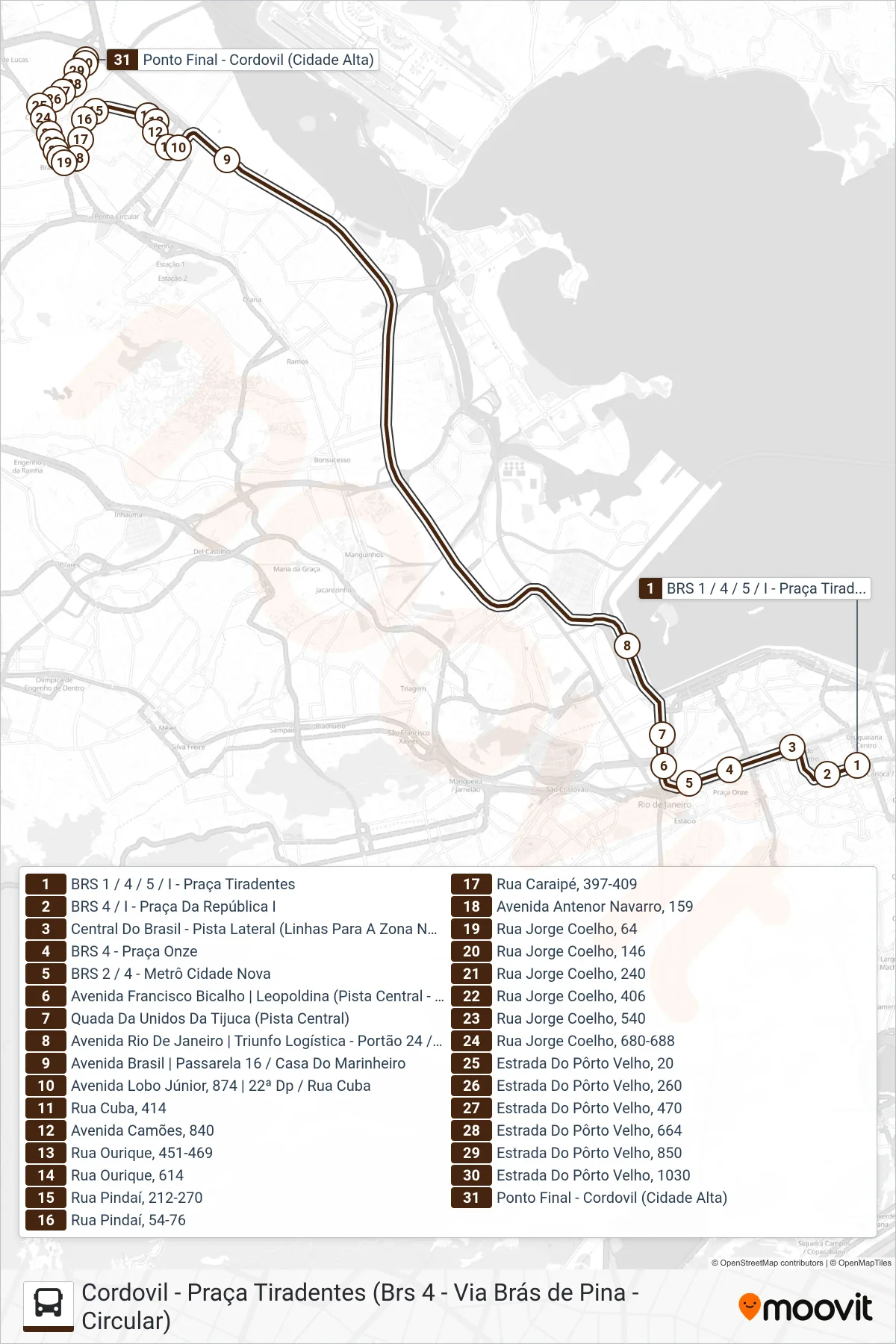 335 bus Line (Cordovil (Rápido)) route and stops on a map