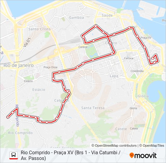 Mapa da linha 202 de ônibus